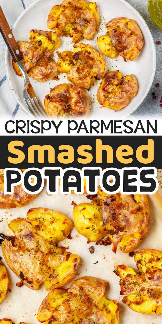 Crispy Smashed Oven Roasted Potatoes (With Parmesan Cheese)